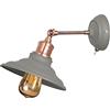 GTV LORET+ - Lampada da parete con interruttore, 8229, AC220-240 V, 50/60 Hz, 1 x E27, max 40 W, diametro 20 cm, colore: Grigio