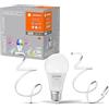 LEDVANCE Smart e Bundle a base lampada Smart WiFi RGB e nastro luminoso da 2 m-RGB e estensione 1 m corrispondente, 16 milioni di colori regolabili, controllabile Alexa, Google e SmartThings