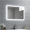 EMKE LM03AT-NEW, Specchio da bagno a LED, 50 x 70 cm, luce bianca fredda, specchio da parete con interruttore touch IP44, a risparmio energetico, colore bianco freddo