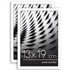 Americanflat Cornice Foto 13x19 cm Bianca - Set di 2 Cornici 13x19 cm da Tavolo con Bordo Sottile e Vetro Resistente agli Urti - Portafoto con Ganci e Cavalletto Integrati per Pareti e Ripiani
