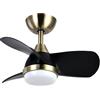 Eden pulse Ventola cuoio-nero a 3 pale 2400lm, 6 velocità, LED integrato 35/47x60x60 cm
