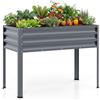 FANTASK Aiuola rialzata in metallo, 112 x 55 x 81 cm, fioriera rialzata con fori di drenaggio, fioriera fino a 80 kg, aiuola per erbe aromatiche per verdure, frutta, fiori, erbe, balcone, giardino