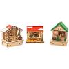 Small Foot 11390 Set di lampade Mercatino di Natale, in legno, tre casette in legno con luce