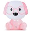DRW Lampada LED da Tavolo di Un Cane Rosa 18x15x20 cm, Legno e Metallo, Naturale e Dorato, Medidas: 46x24x58 cm