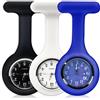 SibyTech Set di 3 spille per orologio da infermiera, silicone con spilla/clip, design per il controllo delle infezioni,fob watch polso con spilla medica infermiere medico, nero bianco e blu