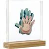 Baby Art Family Prints Kit impronte per le mani di tutta la famiglia, Cornice impronta bimbo e genitori, idea regalo nascita, Trasparente con base color legno