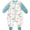 Chilsuessy Sacco nanna invernale per bambini, con piedi e rimovibile, a maniche lunghe, con gambe in fibra di bambù naturale, sacco a pelo per bambini, 2,5 tog/volpe, astronauta, M/bambino altezza 90