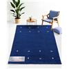 carpetfine Tappeto di lana Gabbeh Uni Blu 60x90 cm | Tappeto moderno per soggiorno e camera da letto