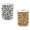Fhioevt 2 Rotoli di Catena in Alluminio 5 Metri Catena Borsa Collane Fai da te Catena Collana Catena a Maglia Barbazzale per Realizzazione di Collane,Gioielli e Accessori Fai da te (Oro/Argento)