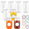 GKLILOV Shot Bottiglie da riempire, 8 pezzi, in vetro trasparente per succo, 150 ml, piccole bottiglie di vetro da riempire con etichette, riutilizzabili, mini flaconcini di vetro per succhi di frutta