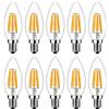 MENTA E14 Lampadina Filamento LED Candela fiamma 6W equivalente a 60W, Luce Bianca Calda 2700K, 600lm, Piccole lampadine a vite Edison (SES), C35 a Forma di Fiamma Non dimmerabile, Vetro, 10 Pezzi