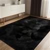 benuta Basic Tappeto salotto Furry - Nero 200x290 cm - Soffice salotto - Retro antiscivolo - Lavabile - Compatibile con riscaldamento pavimento