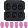 Penitue Stampi per Ghiaccio Teschio, 6 Cavità Divertenti Vaschetta Ghiaccio in Silicone Accessori Flessibili Preparazione per Bevande, Lavabili in Lavastoviglie e Facili da Staccare