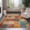 AUWUUA Tappeto lavabile con stampa a quadrati patchwork retrò, grande, per soggiorno, 250x250 cm, tappeto geometrico floreale invecchiato, per camera da letto, cameretta dei bambini, sala da pranzo