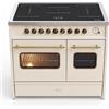 Gurari Piano cottura a induzione 90 cm GCH E 913 DF CR - Retro Range Cooker crema - 2 forni - 5 zone di induzione con 2 zone flessibili e booster - smaltato Easy Clean - Piano cottura elettrico