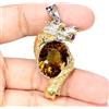 Egemdiamond Ciondolo In Argento Sterling 925 Ovale Cognac Quarzo Dragon Fatto A Mano