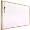H HANSEL HOME - Lavagna bianca con cornice in legno naturale, speciale superficie cancellabile a secco - 90X60 cm