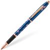 Cross Century II - Penna stilografica Cherry Blossom (pennino F in acciaio inox, inchiostro nero, con confezione regalo di alta qualità), vernice blu traslucida, raccordi in acciaio inox placcato oro