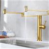 SWHC Rubinetto Lavello Cucina, Cascata Rubinetto Cucina Pieghevole con 2 Modalità di Getto, Rubinetti Cucina Girevole 360°, Ottone