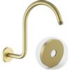 RANDOM Soffione doccia a forma di S, braccio doccia a collo d'oca, braccio di estensione con flangia, attacco standard da 1/2, oro spazzolato. RD-91098-13BG