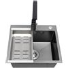 TONFEION Lavello da incasso in acciaio inox, 40 x 45 cm, lavello da cucina con rubinetto, set di scarico + dispenser di sapone, lavello da cucina, 1 bacino per un uso facile da usare