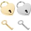 Mozeat Lens Confezione da 2 mini lucchetti a forma di cuore con chiave, piccoli lucchetti in metallo a forma di cuore, lucchetti per diari, color oro e argento, per collane, portagioie, lucchetti per libri