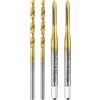 QUARKZMAN Set Maschi e Punte Trapano Metriche, 2pz M2 x 0.4 Maschi a Punta Elicoidale e 2pz 1,6mm Punte Trapano Elicoidali, Titanium Coated Utensili Filettatura Maschiatura HSS6542