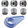 Schläfer 10055110 | Aeratore Rubinetto Universale Girevole, Filtro in Acciaio Inox e ABS per Rubinetti M22/M24 con Chiave Multifunzione per Bagno e Cucina - 7 Pz.