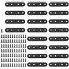 Glarks 20 set di 80 mm piatto angolo dritto gancio nero piastra di metallo connettore riparazione staffa di fissaggio con 85 viti per mobili in legno (80 x 2 mm)