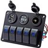 NIYANGLE Pannello Combinato 5 Posizioni 12v 24v Voltmetro Elettronico, 2 Porte USB 3.1a, Piastra di Controllo per Barche, Yacht, Roulotte e Veicoli Nautici