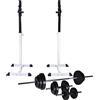QUAHEAS Supporto per squat e bilanciere, in acciaio, con set di manubri da 30,5 kg, regolabile in altezza da 107 a 165 cm, piedini antiscivolo, ideale per sollevamento pesi, panca, costruzione