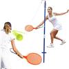 COSTWAY Set di Palline da Tennis, Gioco da Esterno con Palla Oscillante e 3 Livelli di Altezza Regolabili, con Palla, Braccio Girevole, 2 Racchette, Gioco Familiare per Bambini +5 Anni