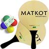 W4W Kadima - Set di racchette da spiaggia con palline da paddle da spiaggia, confezione da 4 palline e 2 paddle, colore: naturale