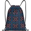 FHIZOAL Arte decorativa con coulisse borse impermeabili sport stringa zaini leggeri yoga allenamento nuoto viaggio, Nero , M, Casual
