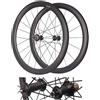 KUNYOS Coppia di Ruote Tubeless in Carbonio 50 Mm C/V/Freno A Cerchio per Bici da Corsa, Ruota Posteriore E Anteriore, Set di Ruote 700C con Sganci Rapidi, Anteriori 2 Posteriori 5 Cuscinetti