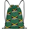 FHIZOAL Bandiera giamaicana Elements Borse con coulisse Impermeabile Sport Stringa Zaini Leggeri Yoga Allenamento Nuoto Vi, Nero , S, Casual