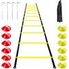 Frevoitna Accessori per l'allenamento di Calcio Scala di coordinazione Scala di Allenamento, Scale di coordinamento con 12 Coni 4 Pali Set di Allenamento per Il Calcio