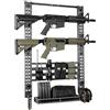 BOOSTEADY Supporto Parete Modulare per Armi, Rack da Parete per Fucili Portata 55 kg, con 6 Ganci a J, Pannello Fori Molle, Sistema Tattico 80x55 cm, Rack Funzionale