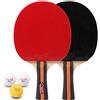 Rjrjc Set da 2 giocatori per pong Qualità premium 2 racchette 3 palline con custodia per giocare a scuola Club sportivo a casa Materiale in legno e gomma Dimensioni 25,6 cm