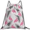 HLBSDM Sacca portaoggetti versatile con coulisse e fantasia fenicottero estivo, lavabile, ideale per la piscina.