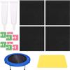 Tinoaly Kit di Riparazione Autoadesivo per Tappetino da Trampolino, 4 Toppe Quadrate 10x10cm con 2 Flaconi Colla e 1 Raschietto Rapida e Resistente Strappi o Fori Tappeto Trampolino per Esterni (Nero)
