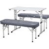 BERGER Set di 2 panchine in alluminio e 2 cuscini per panca, 90 x 52,5 cm, mobili pieghevoli in alluminio con borsa per il trasporto, tavolo da campeggio pieghevole, tavolo da giardino e balcone