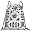 HLBSDM Borsa a sacco portatile con coulisse, stampa floreale con simpatici personaggi, traspirante, ideale per il fitness.
