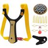 DUOSHANG Kit Fionda DUOSHANG con sfere in acciaio, bande di ricambio, bersagli e guanti per fionda, nero e giallo, impugnatura ergonomica (01Giallo)
