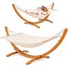 AMANKA Amaca da Giardino in Tessuto Sospesa Interno Struttura Supporto in Legno - 325 cm per 2 Persone - 2 Posti