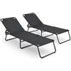 Arreditaly Set 2 Lettini Mare Pieghevoli Senza Tettuccio Leggero E Portatile Schienale Regolabile Sdraio Telaio In Acciaio Telo Traspirante Ideale Per Spiaggia Campeggio Giardino Relax 24 x 187 x 53 Cm Nero