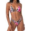 GORGLITTER Bikini da donna con allacciatura al collo, bikini sexy brasiliano, bikini a triangolo con fiori, costume da bagno in due pezzi, costume da bagno Y2k, Colore: rosa., L