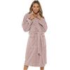 Undercover - Accappatoio da donna in spugna 100% cotone con collo a scialle, annodato in vita, Visone, 12-14