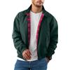 ORANDESIGNE Giacca da Uomo Giubbotto Classica con Fodera a Quadri Harrington Jacket Stile Anni '70 con Cerniera per La Mezza Stagione A Blu Scuro XS