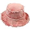 IPUDIS Cappello da Pescatore In Denim di Cotone da Donna, Reversibile Vintage Lavato Sfilacciato Jeans Strappato con Frange e Bordo, Cappelli da Pescatore Estivi da Viaggio e da Spiaggia, Rosa 56-58 Cm